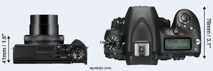 Compare G7X Mark III versus D750 top