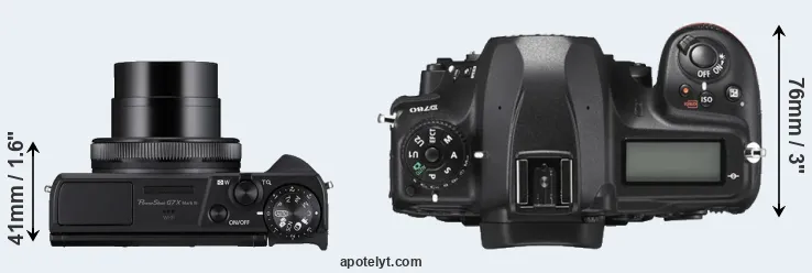 Compare G7X Mark III versus D780 top