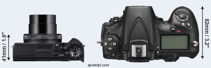 Compare G7X Mark III versus D810 top