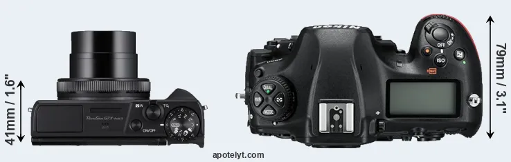Compare G7X Mark III versus D850 top