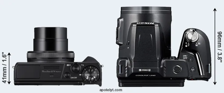 Compare G7X Mark III versus L840 top
