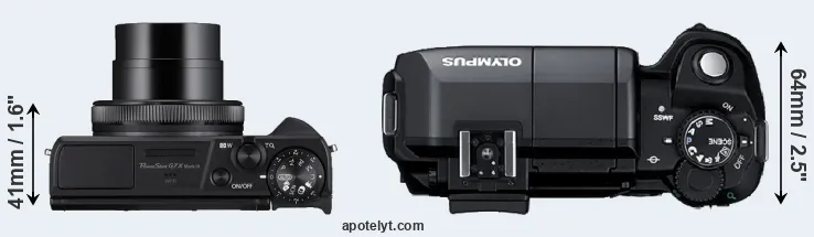 Compare G7X Mark III versus E-300 top