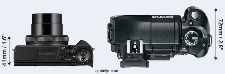 Compare G7X Mark III versus E-330 top