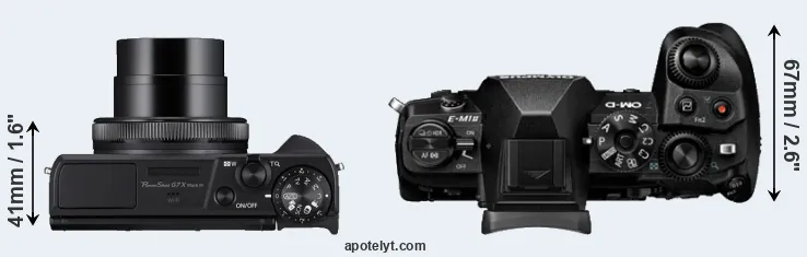 Compare G7X Mark III versus E-M1 II top