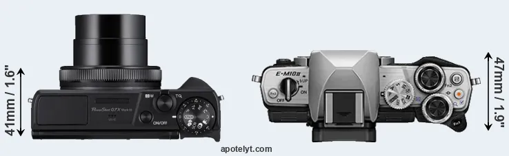 Compare G7X Mark III versus E-M10 II top