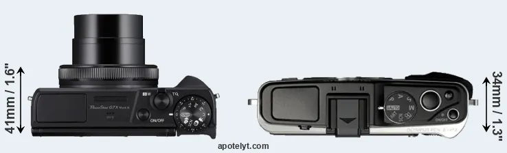 Compare G7X Mark III versus E-P3 top