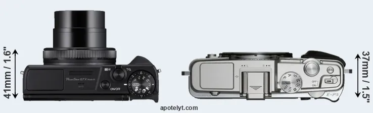 Compare G7X Mark III versus E-P5 top
