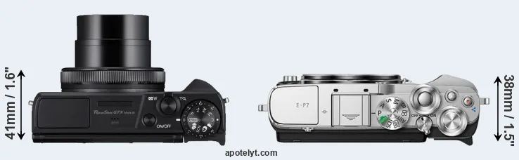 Compare G7X Mark III versus E-P7 top