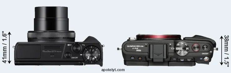 Compare G7X Mark III versus E-PL6 top