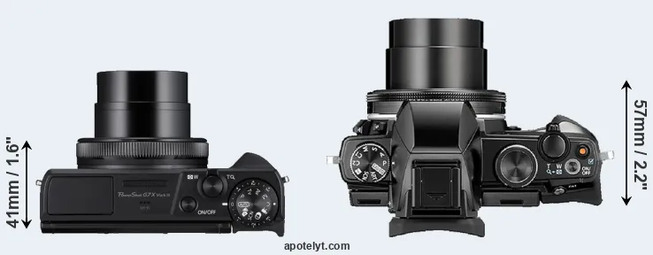 Compare G7X Mark III versus Stylus 1 top