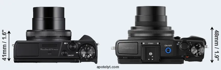 Compare G7X Mark III versus XZ-2 top
