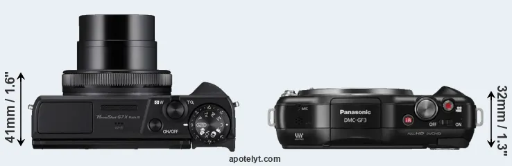 Compare G7X Mark III versus GF3 top