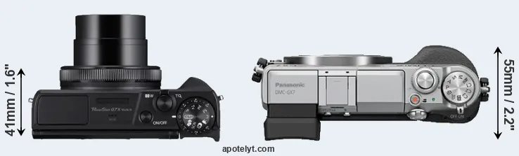 Compare G7X Mark III versus GX7 top