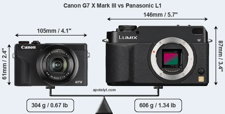 Size Canon G7 X Mark III vs Panasonic L1
