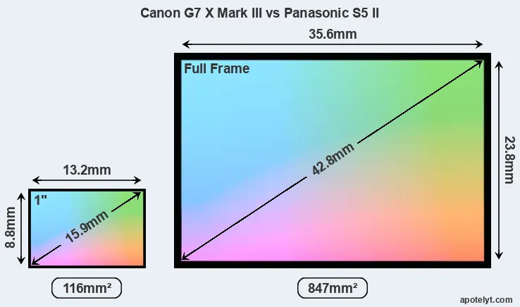 Canon G7 X Mark III and Panasonic S5 II sensor measures