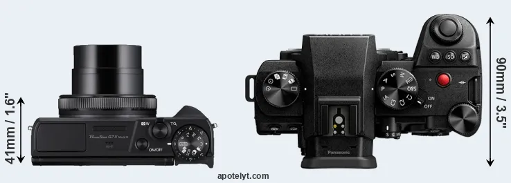 Compare G7X Mark III versus S5 II top