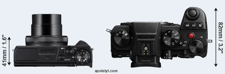 Compare G7X Mark III versus S5 top