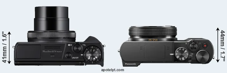 Compare G7X Mark III versus TZ100 top