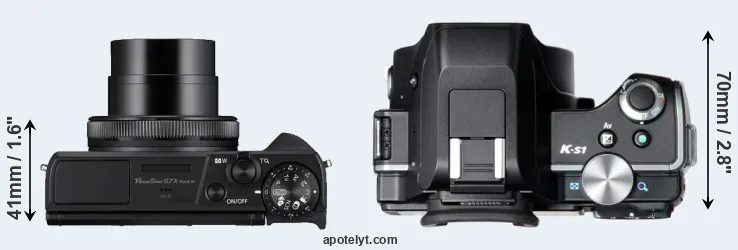 Compare G7X Mark III versus K-S1 top