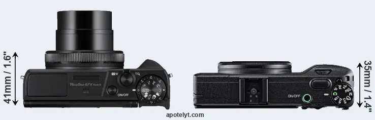 Compare G7X Mark III versus GR top