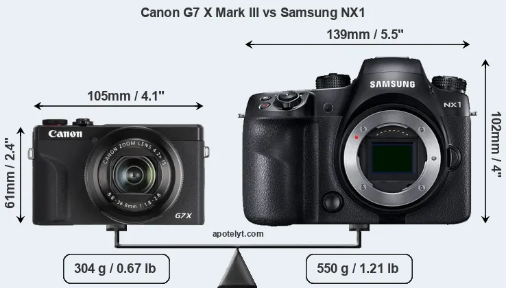 Size Canon G7 X Mark III vs Samsung NX1