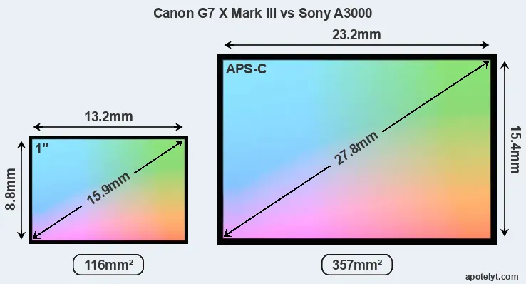 Canon G7 X Mark III and Sony A3000 sensor measures