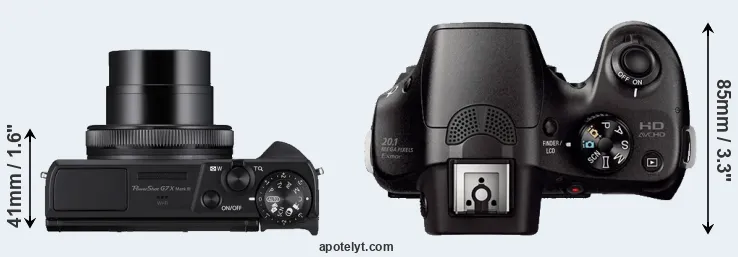 Compare G7X Mark III versus A3000 top