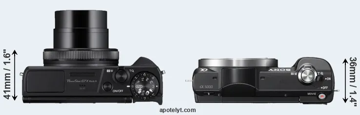 Compare G7X Mark III versus A5000 top