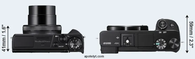 Compare G7X Mark III versus A6100 top