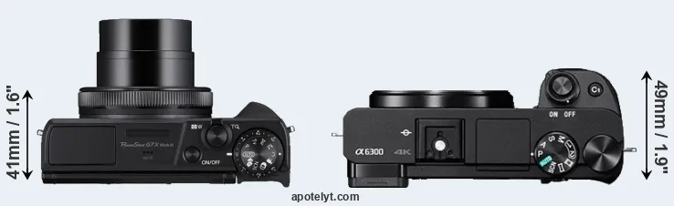 Compare G7X Mark III versus A6300 top