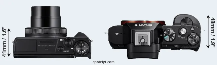 Compare G7X Mark III versus A7 top