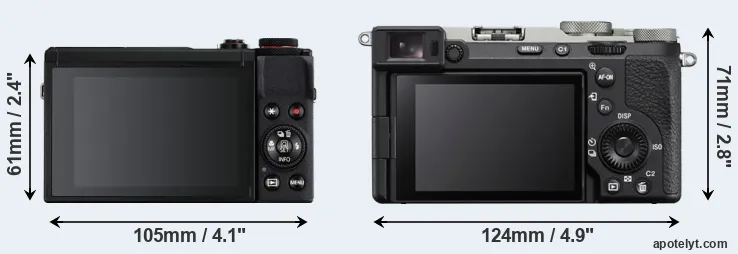 Comparison G7X Mark III or A7C R rear