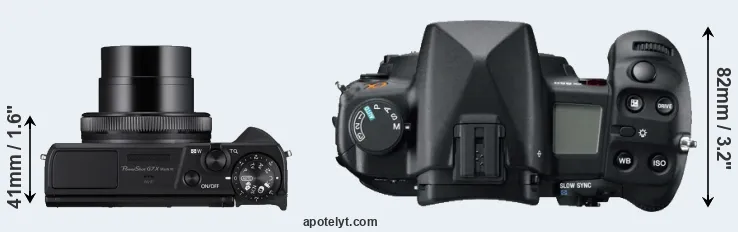 Compare G7X Mark III versus A850 top