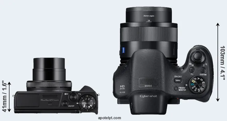 Compare G7X Mark III versus HX350 top