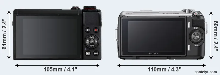 Comparison G7X Mark III or NEX-C3 rear