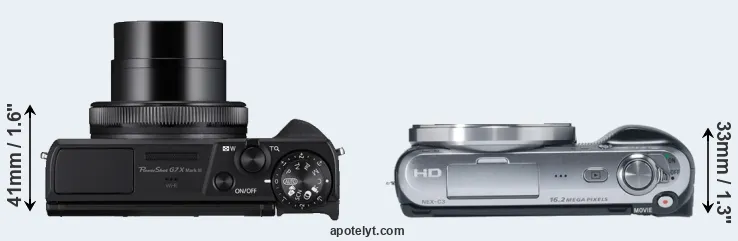 Compare G7X Mark III versus NEX-C3 top
