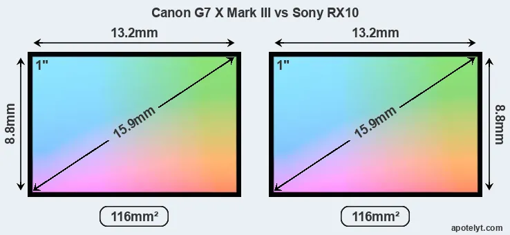 Canon G7 X Mark III and Sony RX10 sensor measures