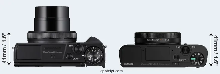 Compare G7X Mark III versus RX100 IV top