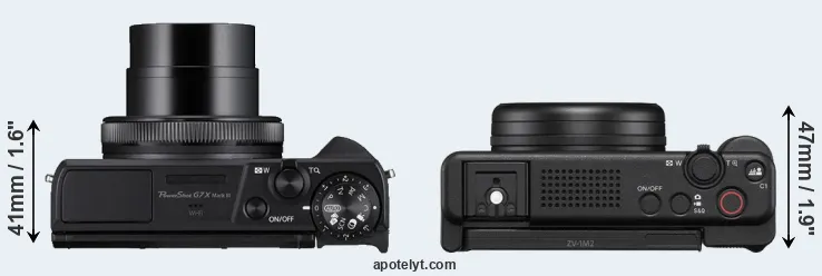 Compare G7X Mark III versus ZV-1 II top