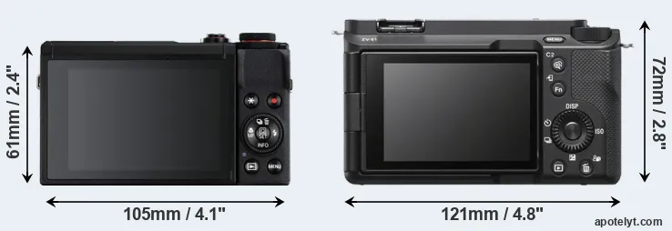 Comparison G7X Mark III or ZV-E1 rear