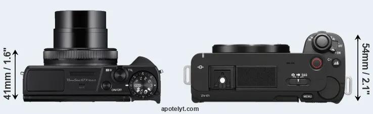 Compare G7X Mark III versus ZV-E1 top