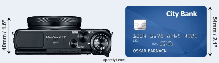 G7X versus credit card top view