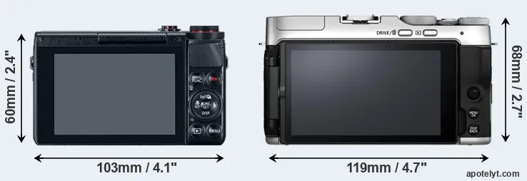 Comparison G7X or X-A7 rear