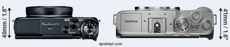 Compare G7X versus X-A7 top