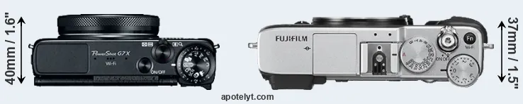 Compare G7X versus X-E2S top