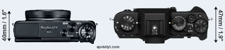Compare G7X versus X-T30 II top