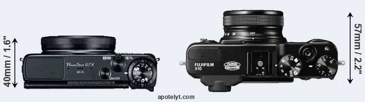 Compare G7X versus X10 top