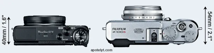 Compare G7X versus X100S top