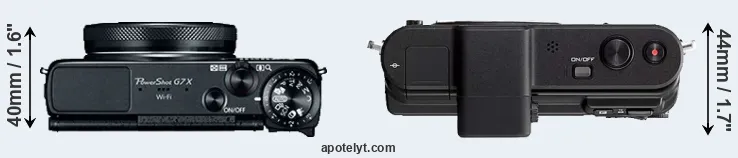 Compare G7X versus V1 top