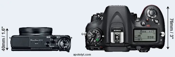 Compare G7X versus D7100 top